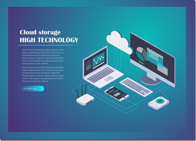 Cloud storage concept isometric design