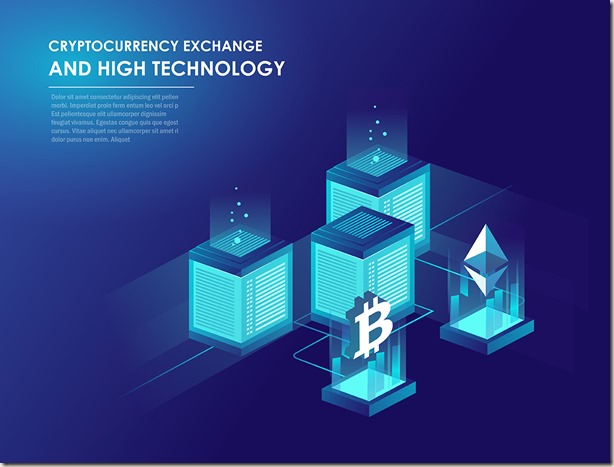 Cryptocurrency and blockchain isometric