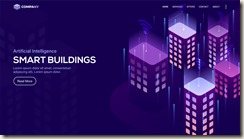 Isometric view of smart buildings, Concept for Artificial Intelleigent (AI) landing page.